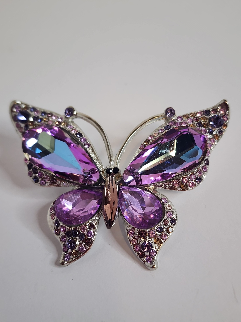 Purple Crystal Butterfly Brooch.  NWOT. 2" X 2.25"
